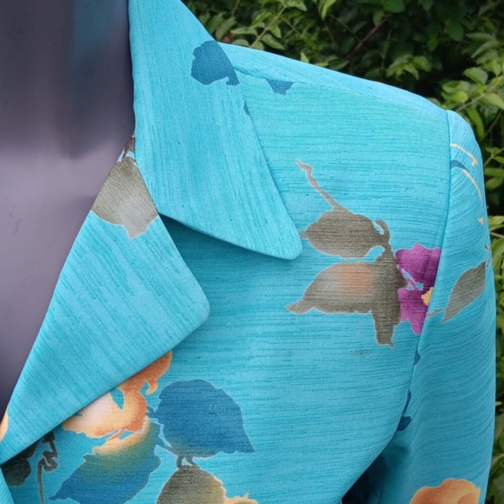 Bahari Group Vibrant Ladies Turquoise Floral Jacket/Suit Coat